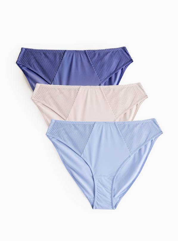 Stripe Mesh High Leg Knickers 3 Pack 18